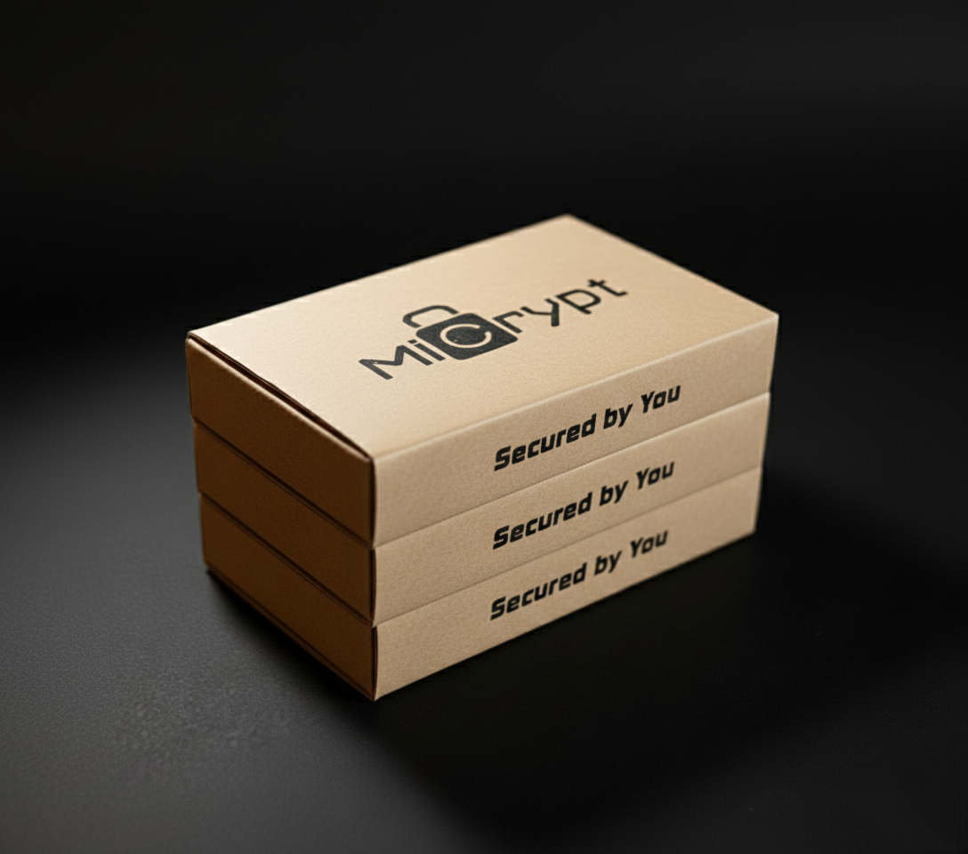 MiCrypt 3-kit bundle with 15% discount – two custom encrypted bare stainless steel Bitcoin seed backup plates, no visible words, splittable for multisig, fire/water/prying eyes resistant privacy self-custody solution